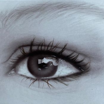 Pittura intitolato "Photorealistic eye…" da Dolgor Dugarova (Dolgor Art), Opera d'arte originale, Aerografo