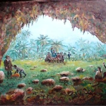 Peinture intitulée "La grotte des premi…" par Dolive, Œuvre d'art originale
