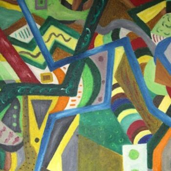 Painting titled "PAISAJE CON TUNEL" by Maria Dolores Leal, Original Artwork