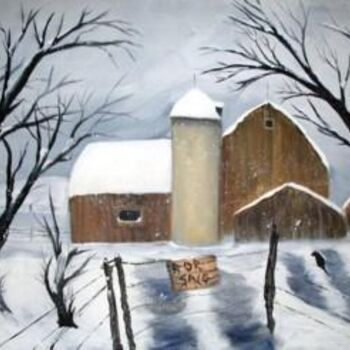 Painting titled "Old barn" by Savage Mildred, Original Artwork