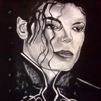 Drawing titled "MICKAEL JAKSON" by Dom Art 44, Original Artwork, Pastel Mounted on Glass