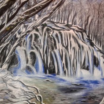 Disegno intitolato "la  cascade gelée" da Dom Art 44, Opera d'arte originale, Pastello