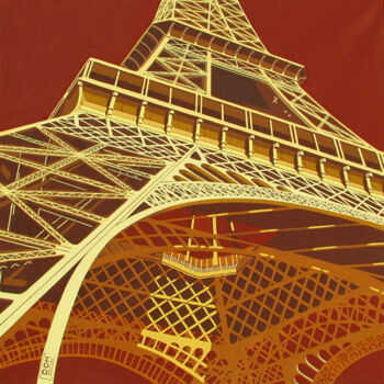 Painting titled "Tour Eiffel Ziplama" by Dom, Original Artwork, Acrylic
