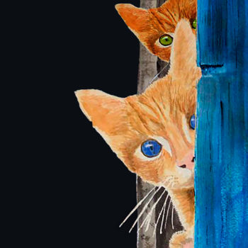 Arte digital titulada "Two Cats in Greece" por Dodi Ballada, Obra de arte original, Trabajo Digital 2D