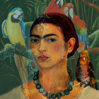 Digital Arts titled "Frida Kahlo Birds d…" by Dodi Ballada, Original Artwork, Digital Painting
