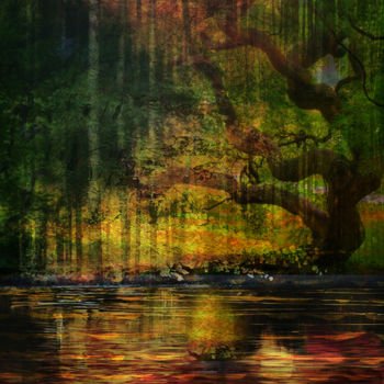 Arte digitale intitolato "Tree Memory digital…" da Dodi Ballada, Opera d'arte originale, Pittura digitale