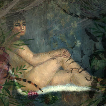 Digitale Kunst mit dem Titel "Lever le voile" von Dodi Ballada, Original-Kunstwerk, Digitale Malerei