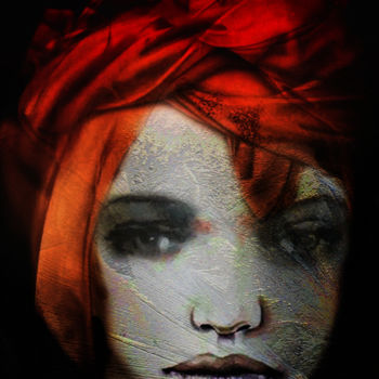 Digital Arts titled "turban rouge" by Dodi Ballada, Original Artwork, Digital Painting