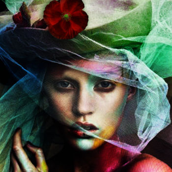 Digital Arts titled "fleur au chapeau" by Dodi Ballada, Original Artwork, Digital Painting