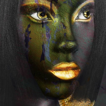 Arts numériques intitulée "golden eyes" par Dodi Ballada, Œuvre d'art originale, Peinture numérique