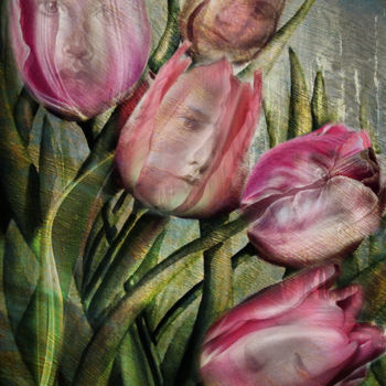 Artes digitais intitulada "coeur de tulipe" por Dodi Ballada, Obras de arte originais, Pintura digital