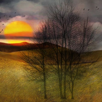 Digital Arts titled "look at a sunset" by Dodi Ballada, Original Artwork, Digital Painting