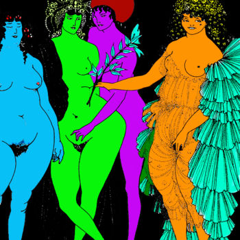 "les bonnes copines" başlıklı Dijital Sanat Dodi Ballada tarafından, Orijinal sanat, Dijital Resim