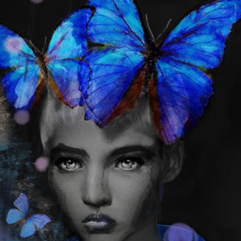 Digital Arts titled "butterfly blues" by Dodi Ballada, Original Artwork, Digital Painting