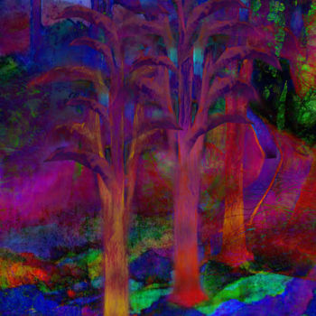 Arte digitale intitolato "ma forêt enchantée" da Dodi Ballada, Opera d'arte originale, Pittura digitale
