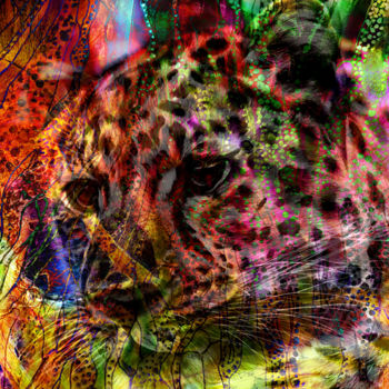 Цифровое искусство под названием "le léopard ne se dé…" - Dodi Ballada, Подлинное произведение искусства, Цифровая живопись