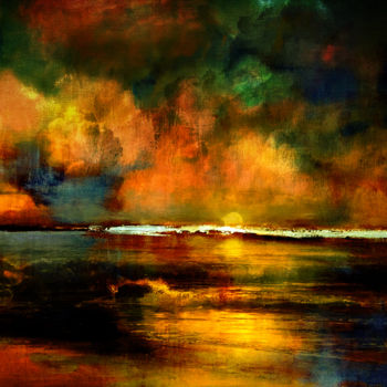 Artes digitais intitulada "sunset beach" por Dodi Ballada, Obras de arte originais, Pintura digital