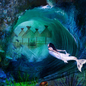 Arte digitale intitolato "ocean blue" da Dodi Ballada, Opera d'arte originale, Pittura digitale