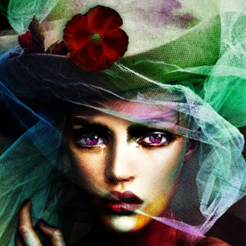 Arts numériques intitulée "La femme au chapeau…" par Dodi Ballada, Œuvre d'art originale, Peinture numérique