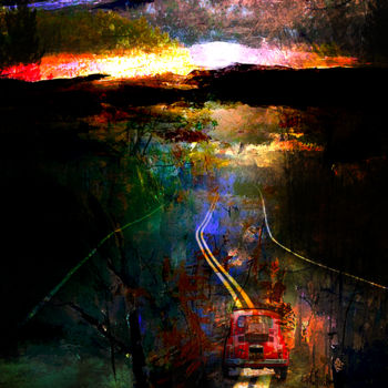 Digital Arts titled "La route des vacanc…" by Dodi Ballada, Original Artwork, Digital Painting
