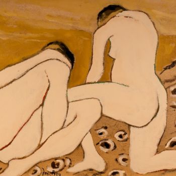 Painting titled "Nus" by Dominique Bertrand, Original Artwork, Oil