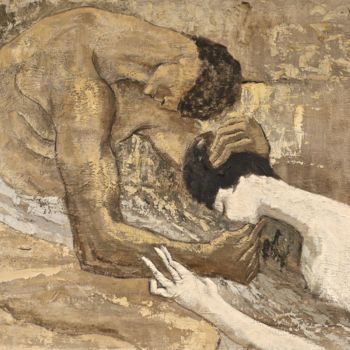 Pittura intitolato "Couple" da Dominique Bertrand, Opera d'arte originale, Olio