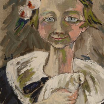 Peinture intitulée "Marie-Claire enfant…" par Dominique Bertrand, Œuvre d'art originale, Huile