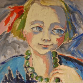 Painting titled "Marie-Claire enfant…" by Dominique Bertrand, Original Artwork, Oil