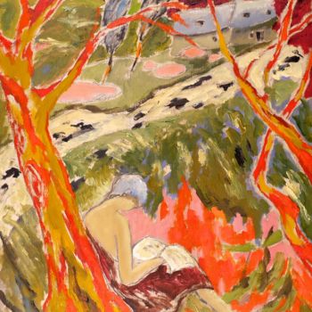 Pintura intitulada "Dans le buisson rou…" por Dominique Bertrand, Obras de arte originais, Óleo