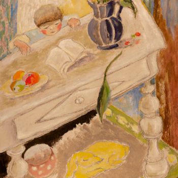 Pintura titulada "Douceur de la table" por Dominique Bertrand, Obra de arte original, Oleo