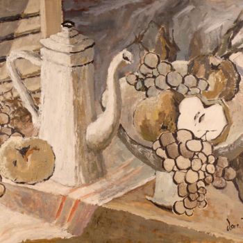 Malerei mit dem Titel "Composition en Gris…" von Dominique Bertrand, Original-Kunstwerk, Öl