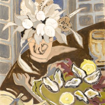 제목이 "Fleurs et huîtres"인 미술작품 Dominique Bertrand로, 원작, 기름