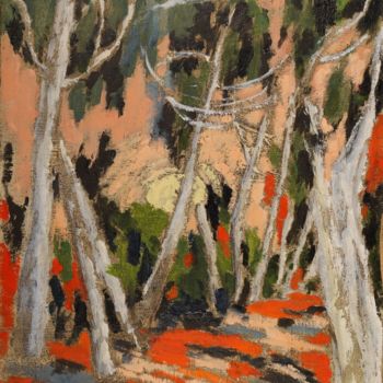 Pintura intitulada "Les pins" por Dominique Bertrand, Obras de arte originais, Óleo