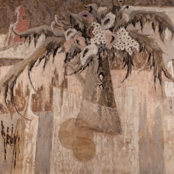 Pintura intitulada "Nature morte rose e…" por Dominique Bertrand, Obras de arte originais, Óleo