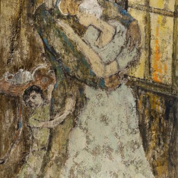 Pittura intitolato "Couple à l'enfant" da Dominique Bertrand, Opera d'arte originale, Olio