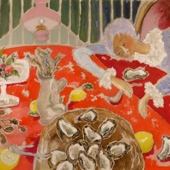 Peinture intitulée "Femme aux huîtres" par Dominique Bertrand, Œuvre d'art originale, Huile