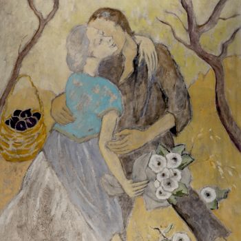 Pintura intitulada "La pensée" por Dominique Bertrand, Obras de arte originais, Óleo