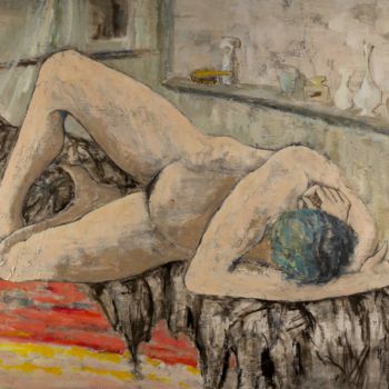 Pintura titulada "Nu couché (2)" por Dominique Bertrand, Obra de arte original, Oleo