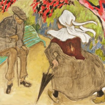 Peinture intitulée "Couple breton" par Dominique Bertrand, Œuvre d'art originale, Huile