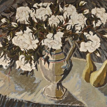 Pintura intitulada "Les roses blanches" por Dominique Bertrand, Obras de arte originais