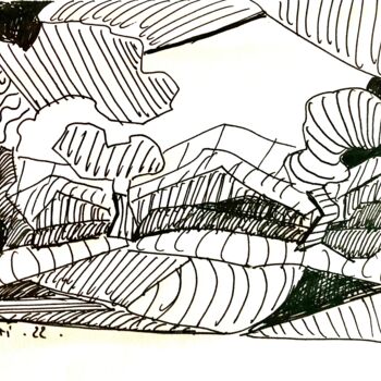 Dessin intitulée "Campagne" par Dominique Corti, Œuvre d'art originale, Encre