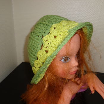 Artcraft με τίτλο "CHAPEAU ENFANT VERT…" από Domcreations35, Αυθεντικά έργα τέχνης, Καπέλα & Καπέλα