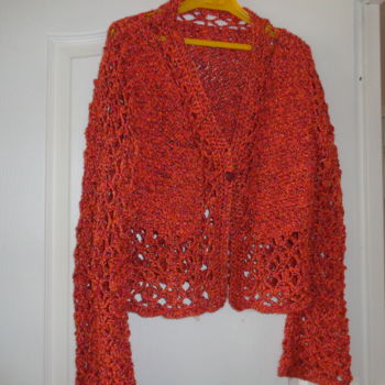 Artcraft titled "GILET ORANGE" by Domcreations35, Original Artwork, Women's Clothing