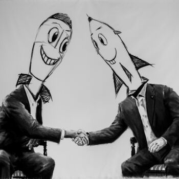 Dibujo titulada "bilateral-agreement…" por Domecq, Obra de arte original, Pastel