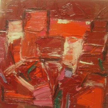 Painting titled "cromatico rosso 10" by Domenico Asmone, Original Artwork, Oil