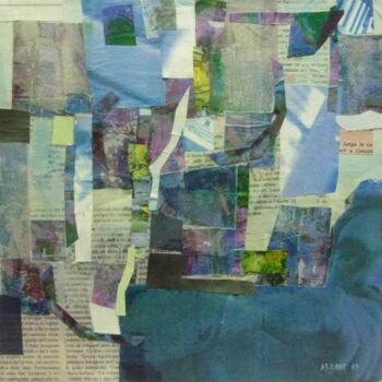 Pintura titulada "autoritratto cromat…" por Domenico Asmone, Obra de arte original, Collages Montado en Bastidor de camilla…