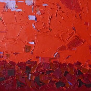 Painting titled "cromatico rosso 1" by Domenico Asmone, Original Artwork, Oil Mounted on Wood Stretcher frame