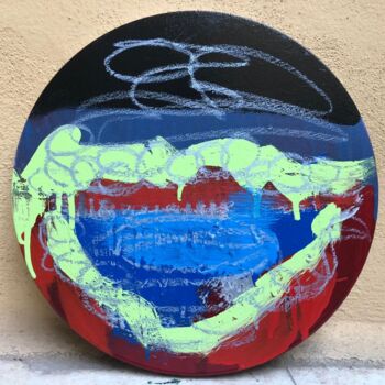 Painting titled "#Slag" by Domenico Di Caterino, Original Artwork, Enamel Mounted on Wood Stretcher frame