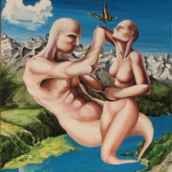 Painting titled "l'innamoramento" by Domenico Giusti, Original Artwork