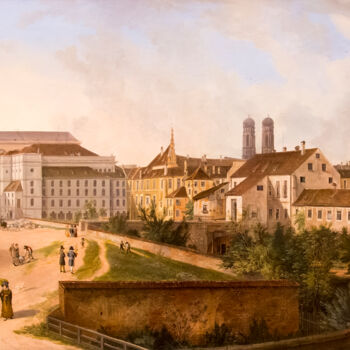 Peinture intitulée "La résidence royale…" par Domenico Quaglio Le Jeune, Œuvre d'art originale, Huile
